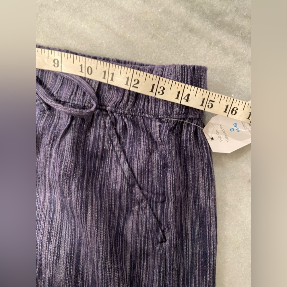 NWT Time & Tru Size S Blue Linen Blend Comfy Pull On Drawstring Shorts Pockets - Picture 13 of 16